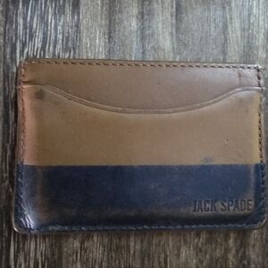 Vintage Jack Spade Leather Card Holder Wallet Tan Black